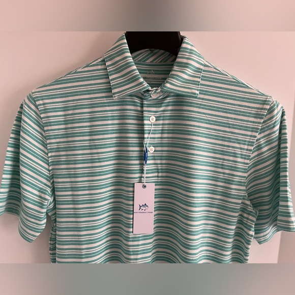 Southern Tide Short Sleeve Soft Knitted Horizontal Stripe Polo Top - Picture 7 of 16